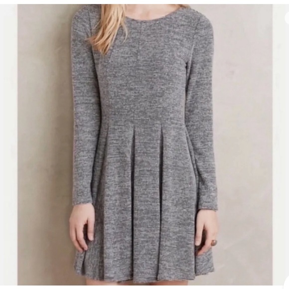 Anthropologie Dolan Dress Piper Gray Sweater Knit Long Sleeve Fit and Flare - Picture 2 of 3